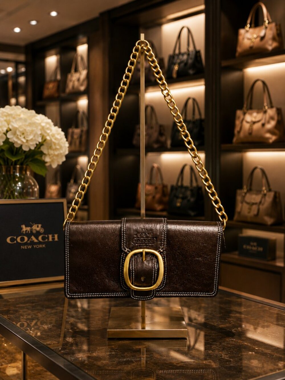 COACH Vintage 2007 Bleecker Tattersall Leather Flap Shoulder Bag Buckle Wallet